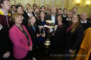Ceremonie en l honneur du Geneve-Servette Hockey Club et de M. Roman Mityukov le i 28 fvrier 2024