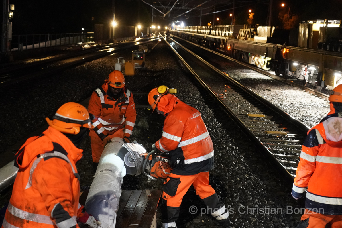 Chambesy , changement des voies ferree, le 2 Mai 2024