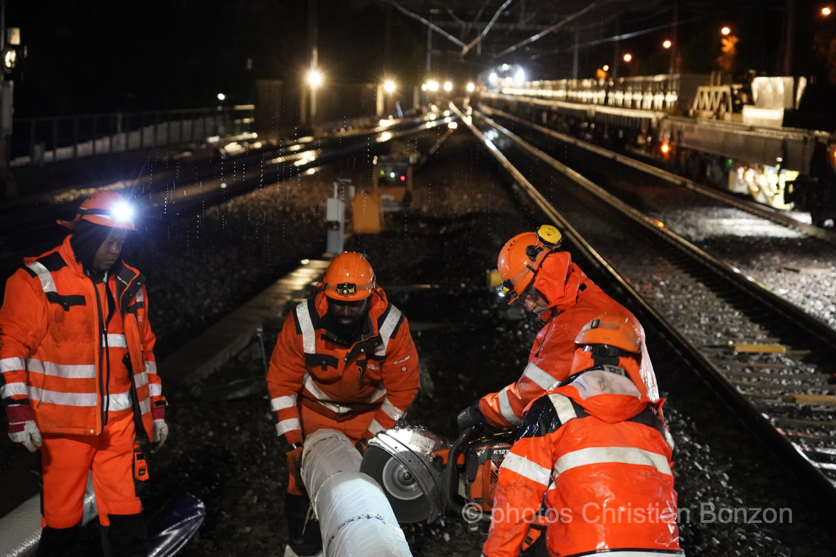 Chambesy , changement des voies ferree, le 2 Mai 2024