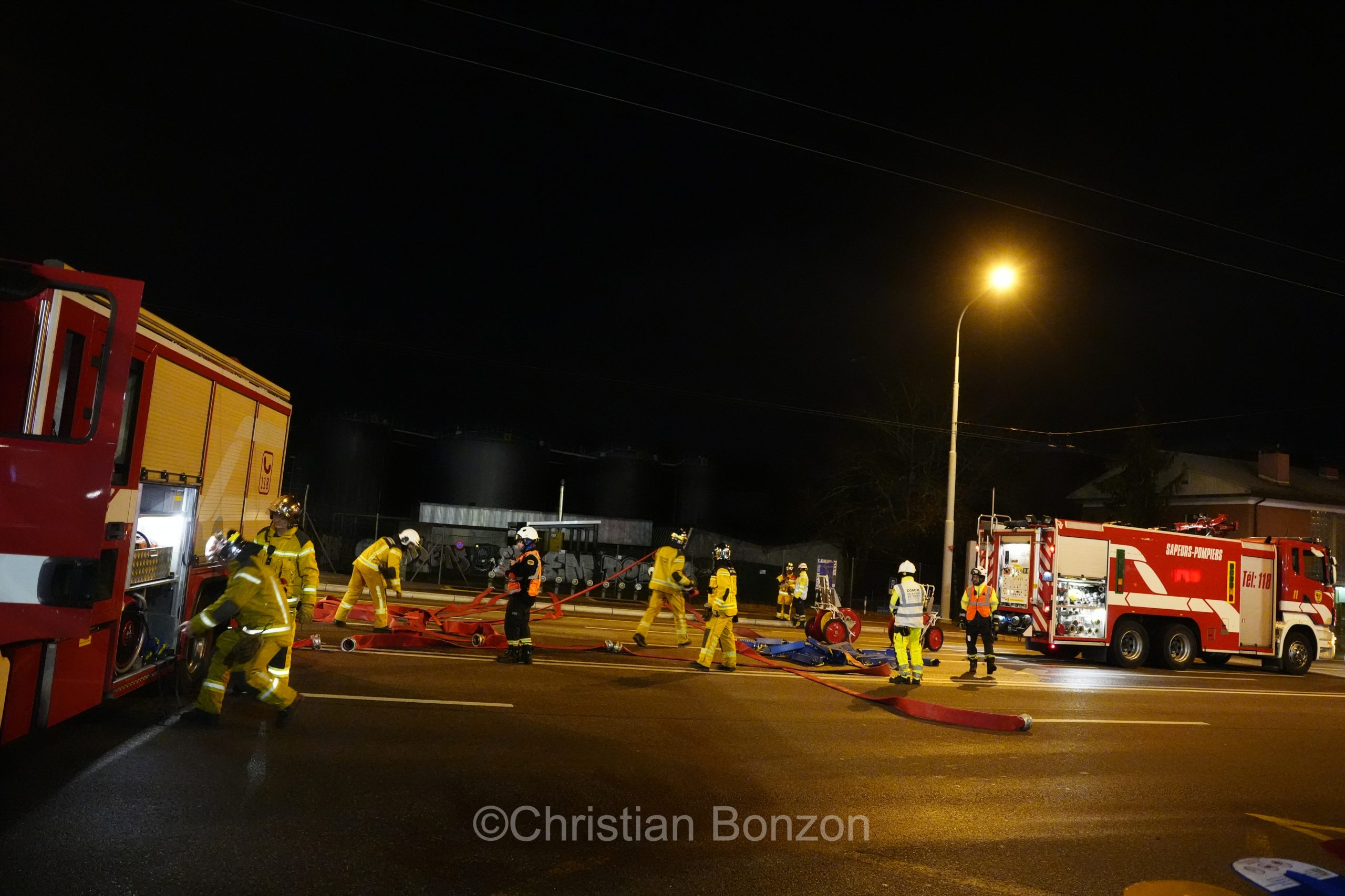 exercice de scurit  proximit des citernes de Vernier