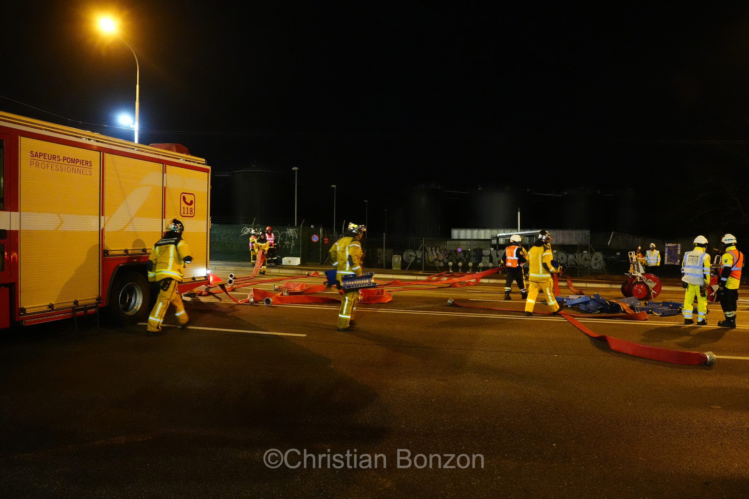 exercice de scurit  proximit des citernes de Vernier