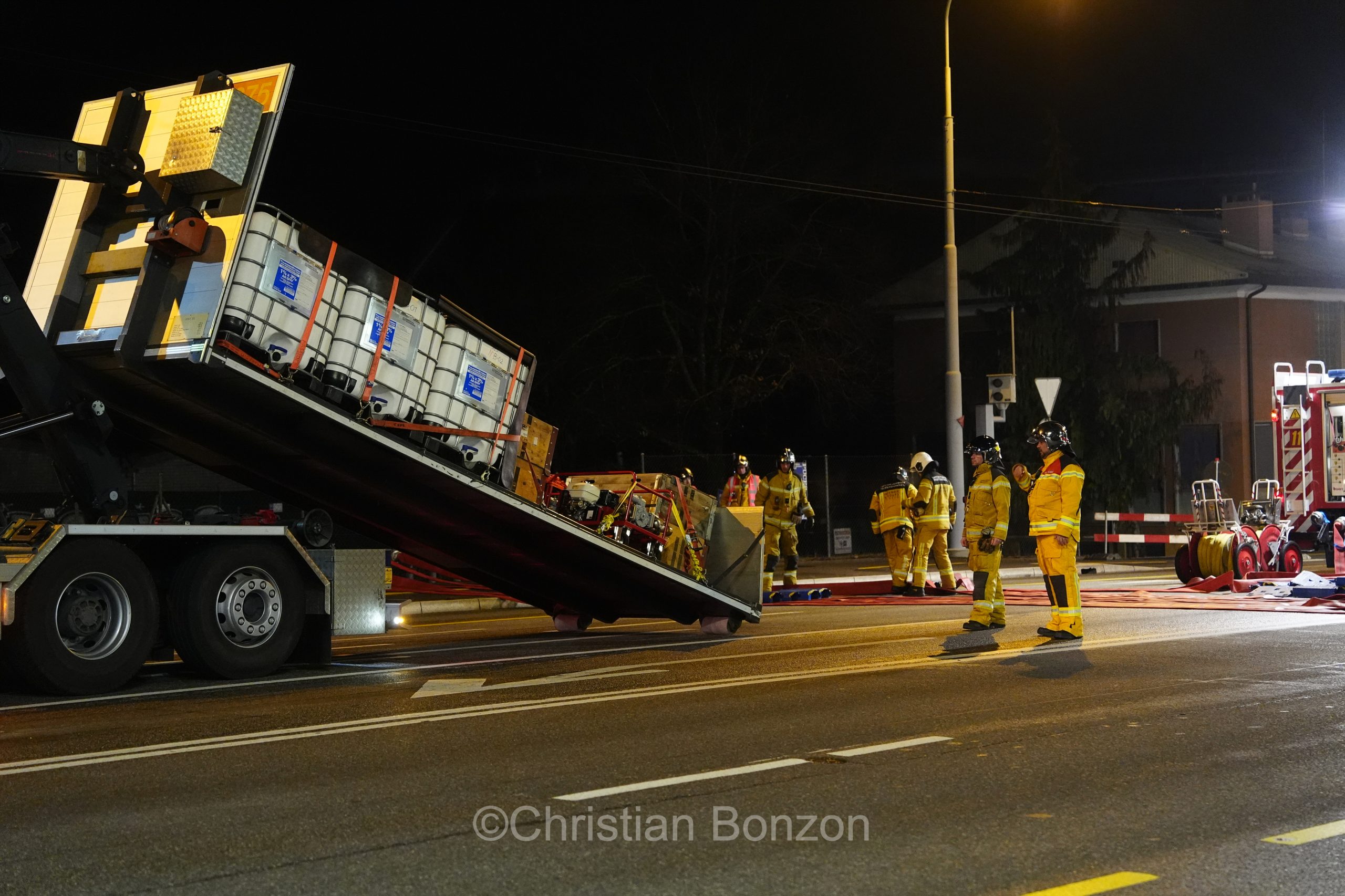 exercice de scurit  proximit des citernes de Vernier