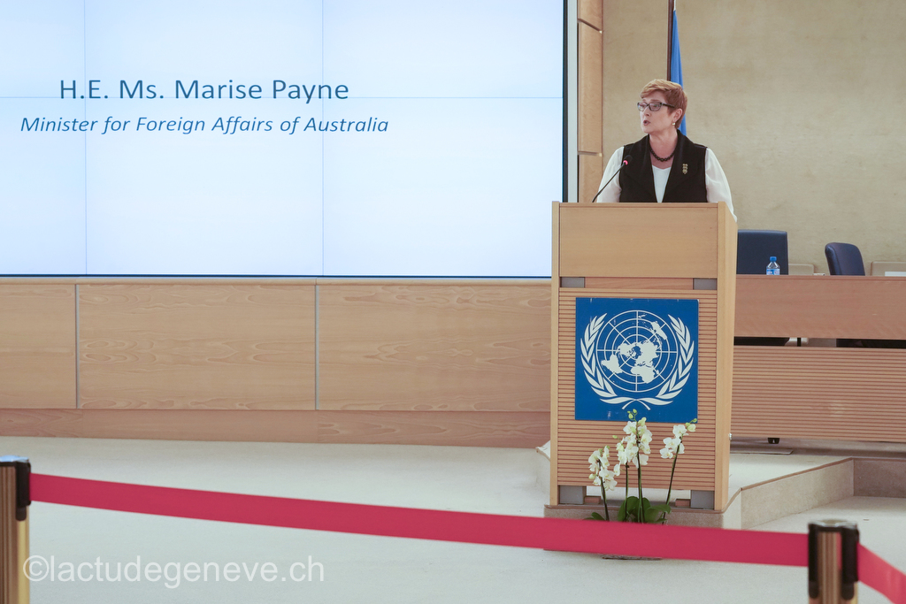 40th session of the United Nations Human Rights Council, 25nfebruary 2019  Marise Payne, Minister for Foreign Affairs of Australia. Photo: Christian Bonzon