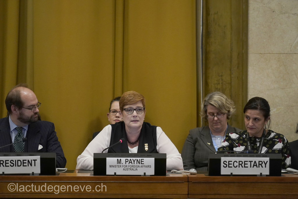 40th session of the United Nations Human Rights Council, 25nfebruary 2019  Marise Payne, Minister for Foreign Affairs of Australia. Photo: Christian Bonzon