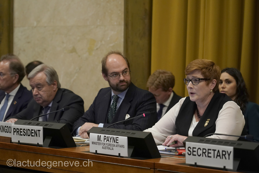 40th session of the United Nations Human Rights Council, 25nfebruary 2019  Marise Payne, Minister for Foreign Affairs of Australia. Photo: Christian Bonzon