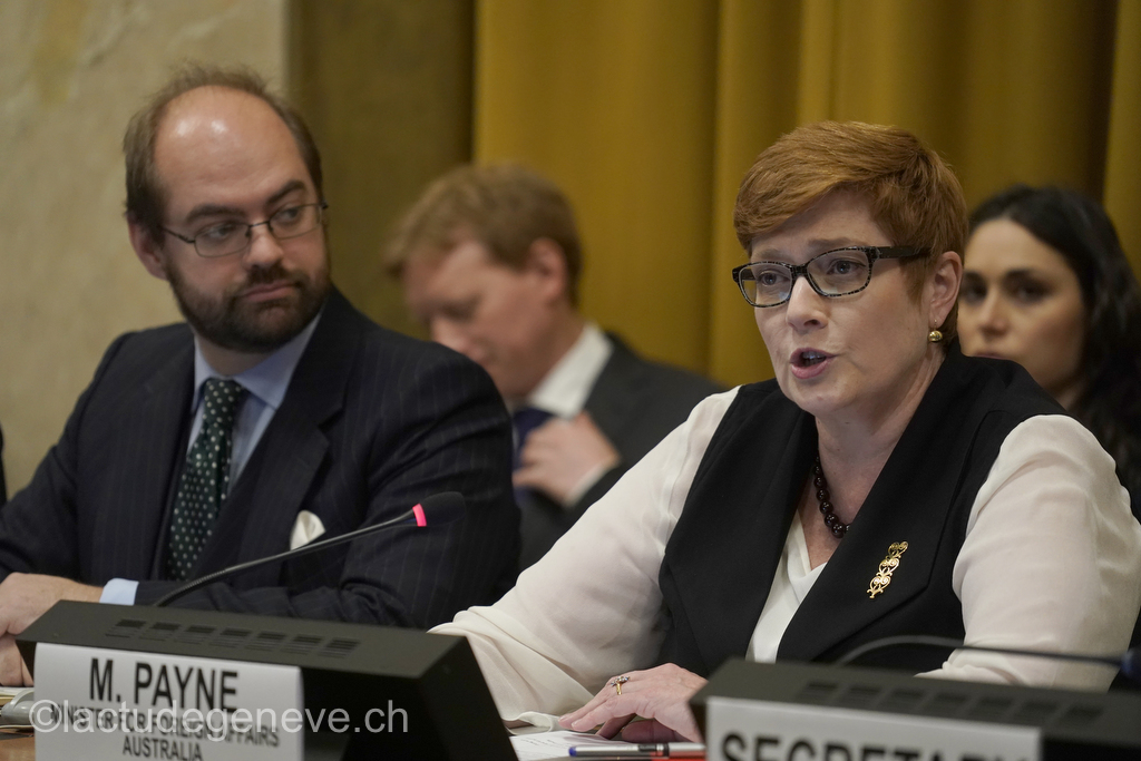40th session of the United Nations Human Rights Council, 25nfebruary 2019  Marise Payne, Minister for Foreign Affairs of Australia. Photo: Christian Bonzon