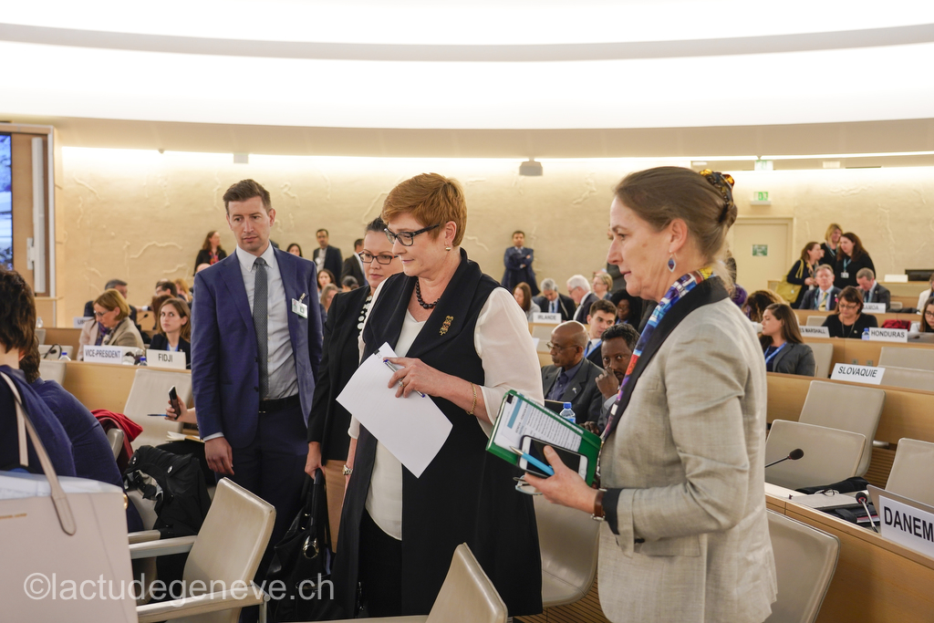 40th session of the United Nations Human Rights Council, 25nfebruary 2019  Marise Payne, Minister for Foreign Affairs of Australia. Photo: Christian Bonzon