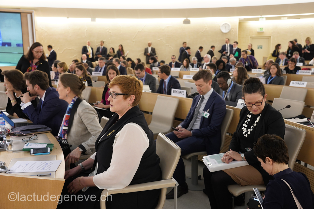 40th session of the United Nations Human Rights Council, 25nfebruary 2019  Marise Payne, Minister for Foreign Affairs of Australia. Photo: Christian Bonzon