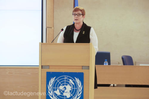 40th session of the United Nations Human Rights Council, 25nfebruary 2019  Marise Payne, Minister for Foreign Affairs of Australia. Photo: Christian Bonzon
