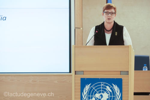 40th session of the United Nations Human Rights Council, 25nfebruary 2019  Marise Payne, Minister for Foreign Affairs of Australia. Photo: Christian Bonzon