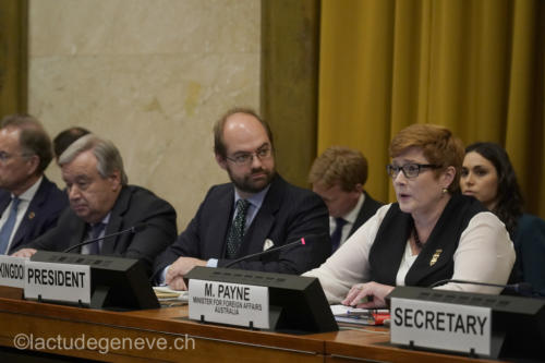 40th session of the United Nations Human Rights Council, 25nfebruary 2019  Marise Payne, Minister for Foreign Affairs of Australia. Photo: Christian Bonzon