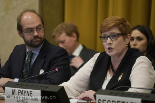 40th session of the United Nations Human Rights Council, 25nfebruary 2019  Marise Payne, Minister for Foreign Affairs of Australia. Photo: Christian Bonzon