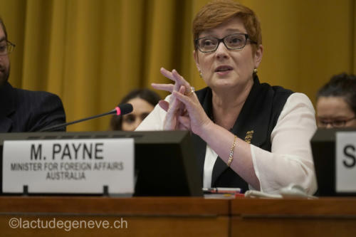 40th session of the United Nations Human Rights Council, 25nfebruary 2019  Marise Payne, Minister for Foreign Affairs of Australia. Photo: Christian Bonzon